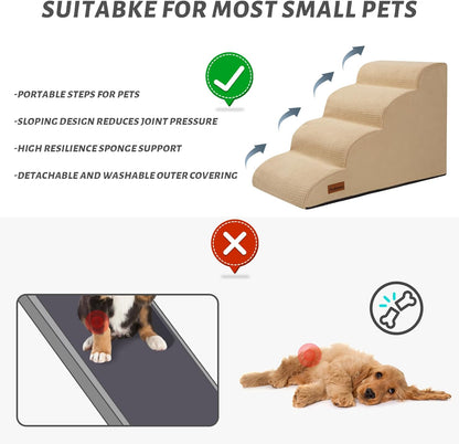 Aodisman 3-Step Dog Ramp and Stairs for Sofa and Chair - Non-Slip Sturdy Pet Steps for Small Dogs and Cats,15.7" H,Grey