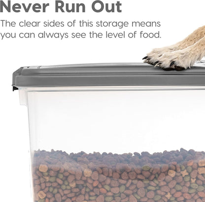 IRIS USA 30 lbs & 11 lbs Combo Airtight Dog Food Storage Container, Stackable Treat Box, 2-Cup Scoop, Wheels, Keep Fresh, Easy Mobility, Chrome