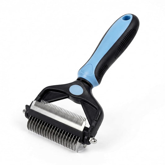 Title3-in-1 Pet Grooming Brush Dematting Comb – Double-Sided Deshedding Rake for Dogs Cats, Professional Undercoat Tool for Mats Tangles Loose Fur