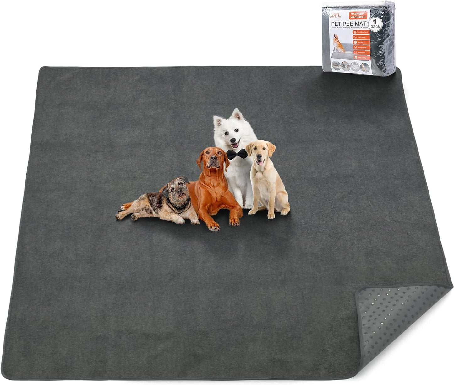 Dog Pee Pad Washable Extra Large, Instant Absorb Thicker Training Pads Non-Slip Pet Playpen Mat, Waterproof Reusable Floor Mat Ideal for Puppy Senior Dog Whelping Incontinence Housebreaking 65x48 Inch