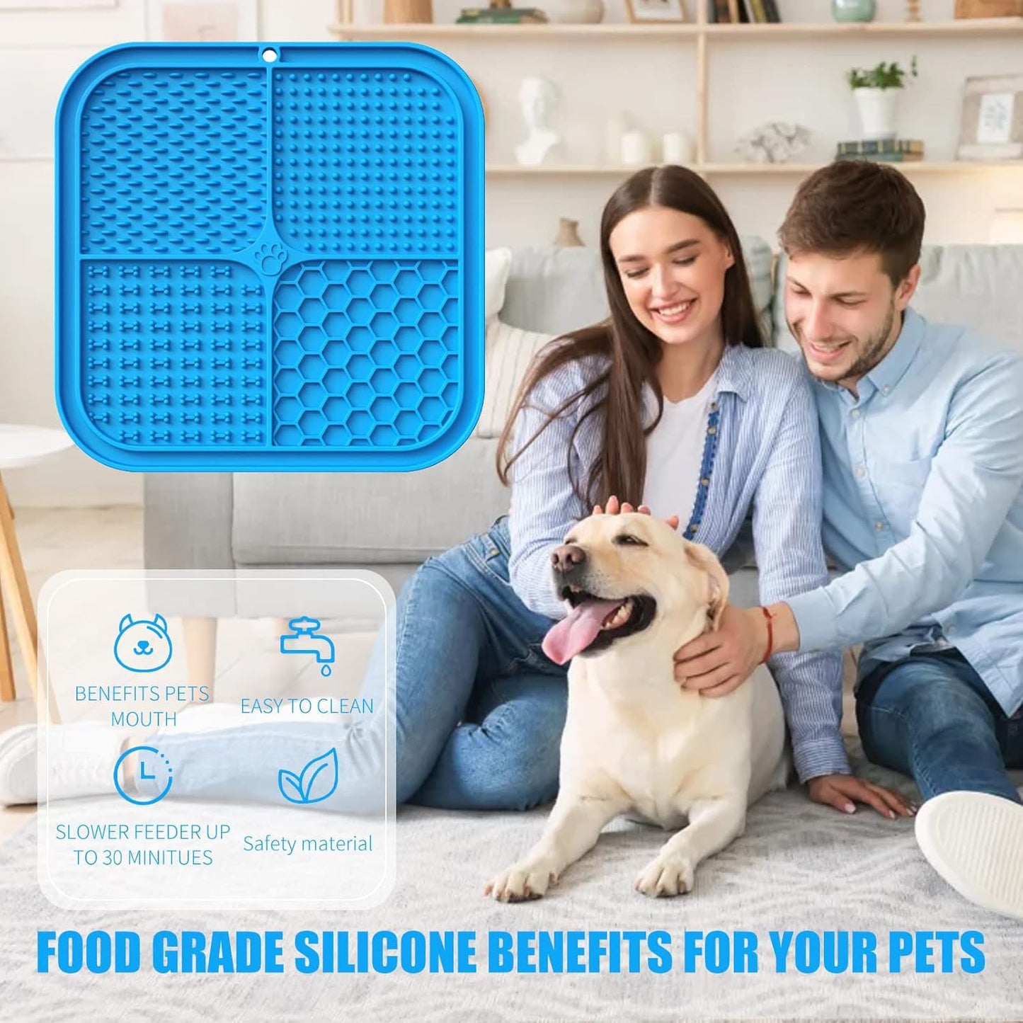 Honomastry Lick Mat for Dogs, Premium Lick Pad with Suction Cups for Dog Anxiety Relief, Slow Feeder Dog Bowls, Bathing, Grooming and Training.