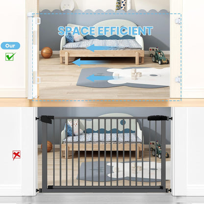 HAMOPY Retractable Baby Gate, 33" Tall, Extends up to 55" Wide, Durable Auto-Lock Baby Gates for Stairs, Mesh Dog Gate and Child Safety Gates for Doorways, Hallways, Indoor, Outdoor(Black)