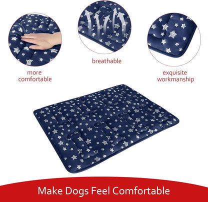 Dog Crate Bed Mat (36" X 23"), Soft Dog Bed Mat with Cute Stars, Personalized Crate Pad, Anti-Slip Bottom, Machine Washable Kennel Pad