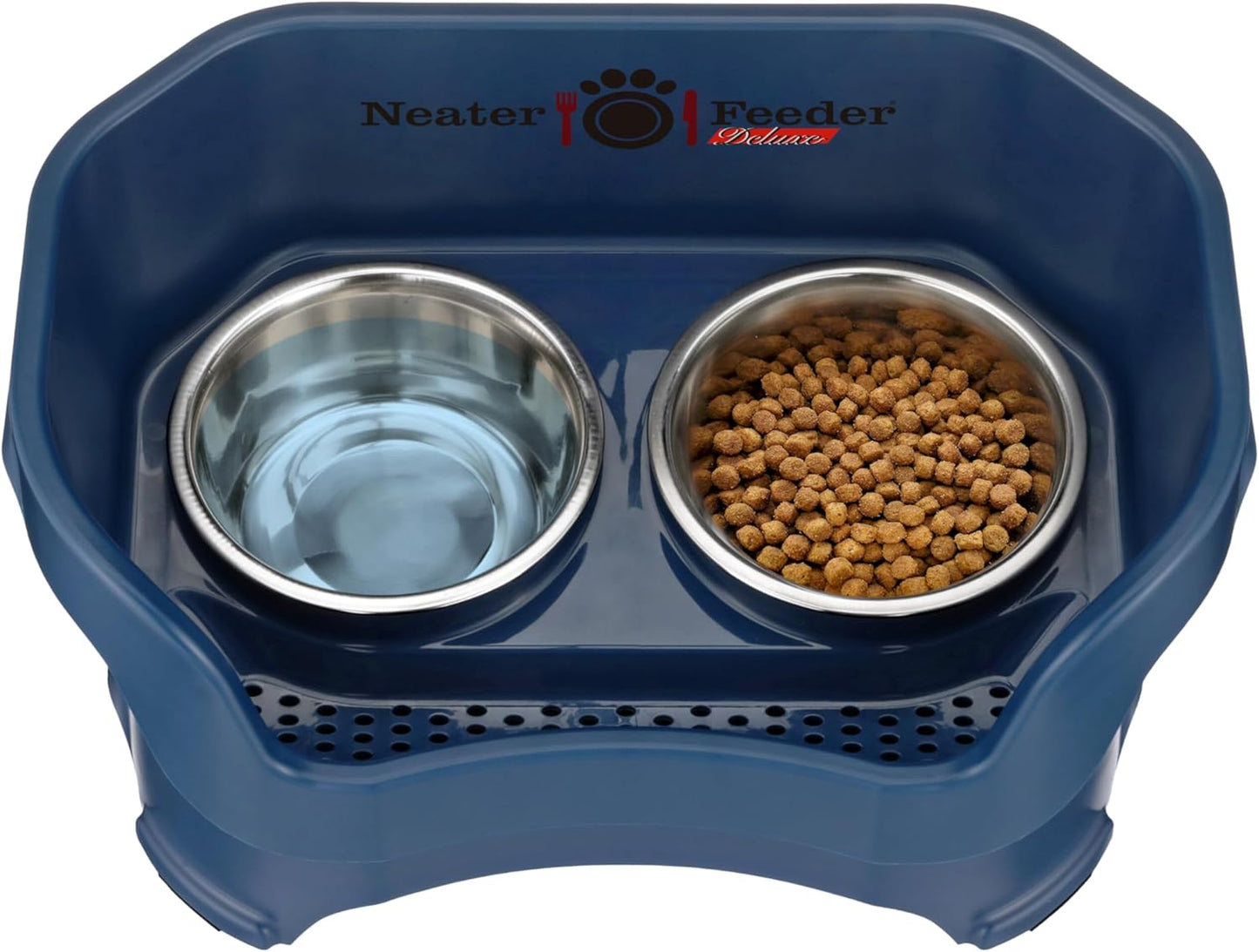 Neater Pet Brands Neater Feeder Deluxe Mess Proof Dog Bowls Elevated for Large Dogs Over 40 lbs, Made in USA, No Spill Raised Dog Food Bowl Stand Feeding Station, Food and Water Bowl Set, Black