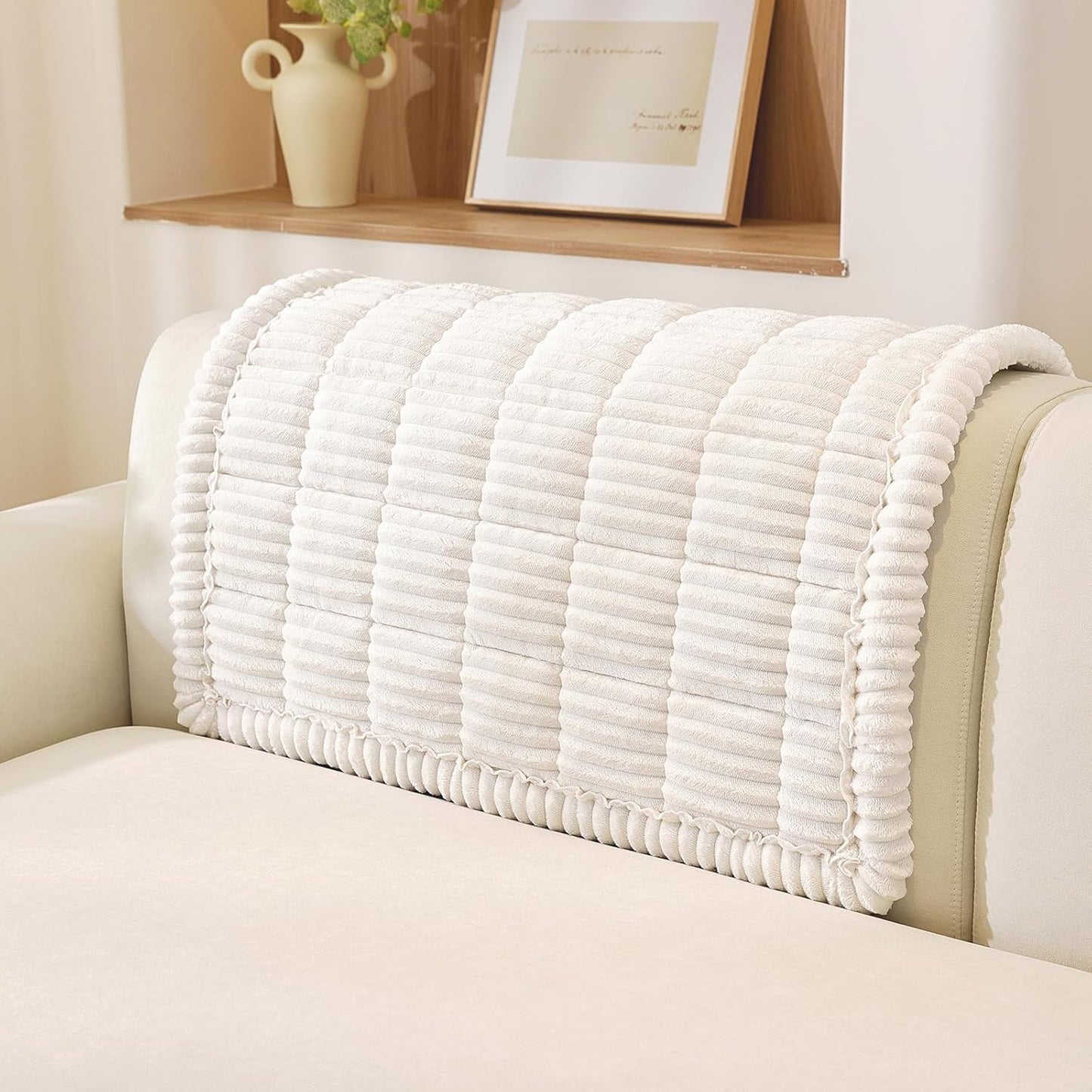 OstepDecor Couch Cover for Dogs, Washable Non Slip Sofa Cover for Pets, Soft Couch Covers for Sofa, Loveseat and Sectional, Furniture Protector Against Pet Hair & Scratches (27.6" x 27.6", Khaki)