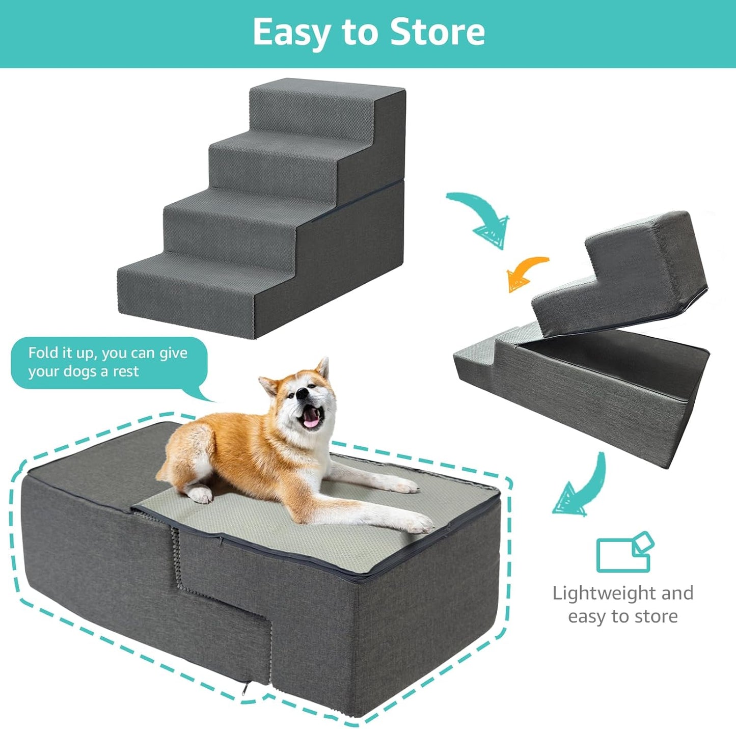 YENING Large Dog Stairs for High Beds - Extra Wide Pet Steps for Large Dogs to Get on Tall Bed 3 Deep Step Cat Ramp for Couch