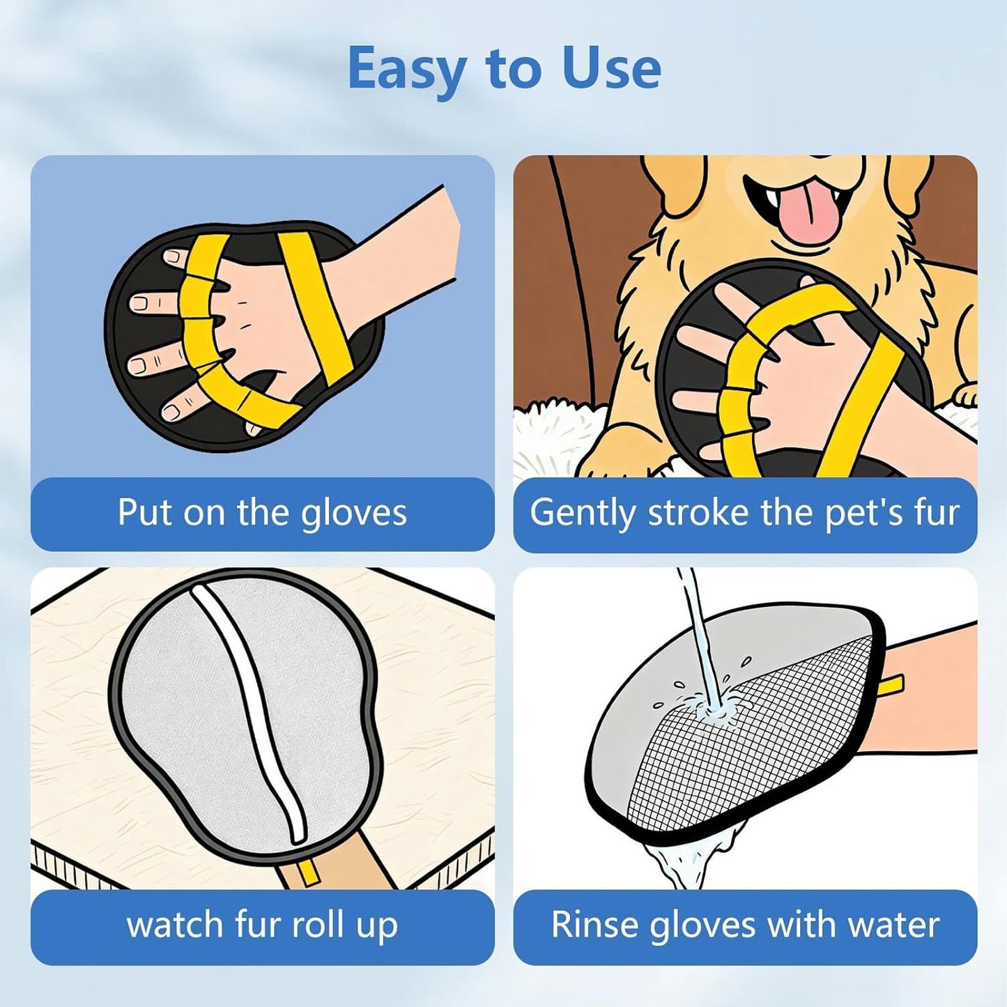 Pet Hair Removal Glove for Dogs & Cats, Reusable Washable Electrostatic Pet Hair Remover Glove, Pet Hair Mitt with Finger Straps for Couch, Carpet, Car Seats, Clothes, Furniture, Red