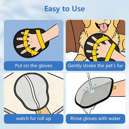 Pet Hair Removal Glove for Dogs & Cats, Reusable Washable Electrostatic Pet Hair Remover Glove, Pet Hair Mitt with Finger Straps for Couch, Carpet, Car Seats, Clothes, Furniture, Red