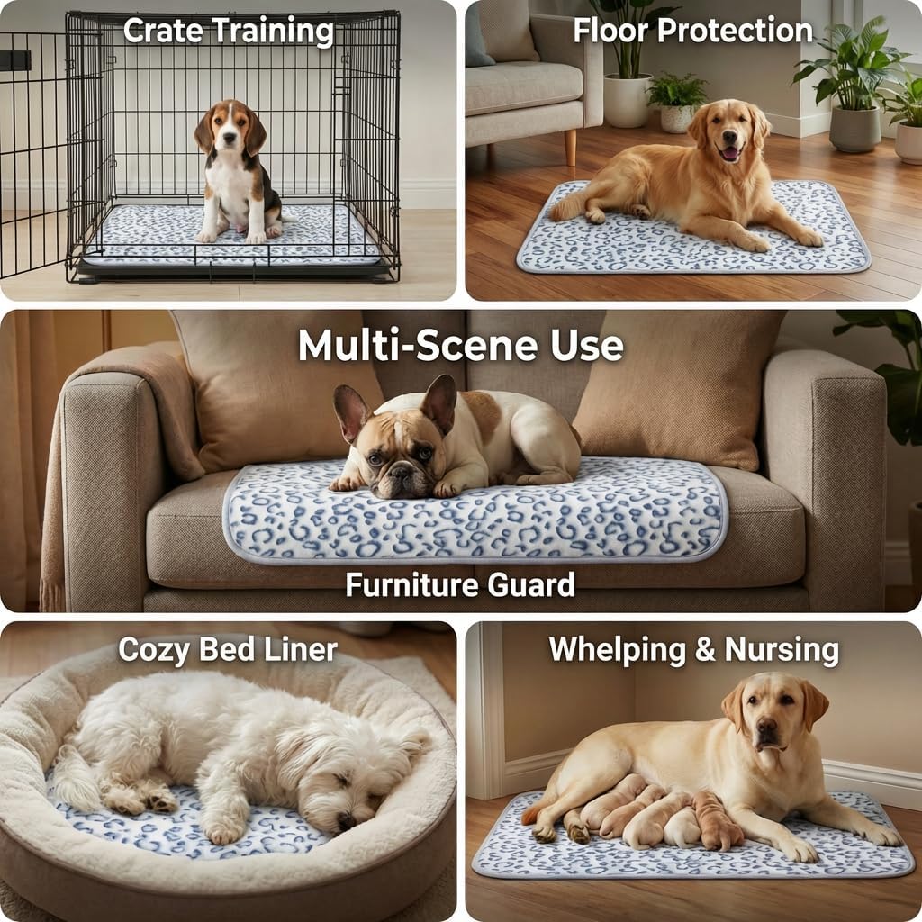 Qeils Reusable Puppy Pads, 2 Pack Washable Pee Pads for Dogs, Waterproof Non Slip Wee Wee pad, Absorbent and Leakproof Training Mats for Potty, Crate, Playpen, Bed, Sofa, 18"x 24"