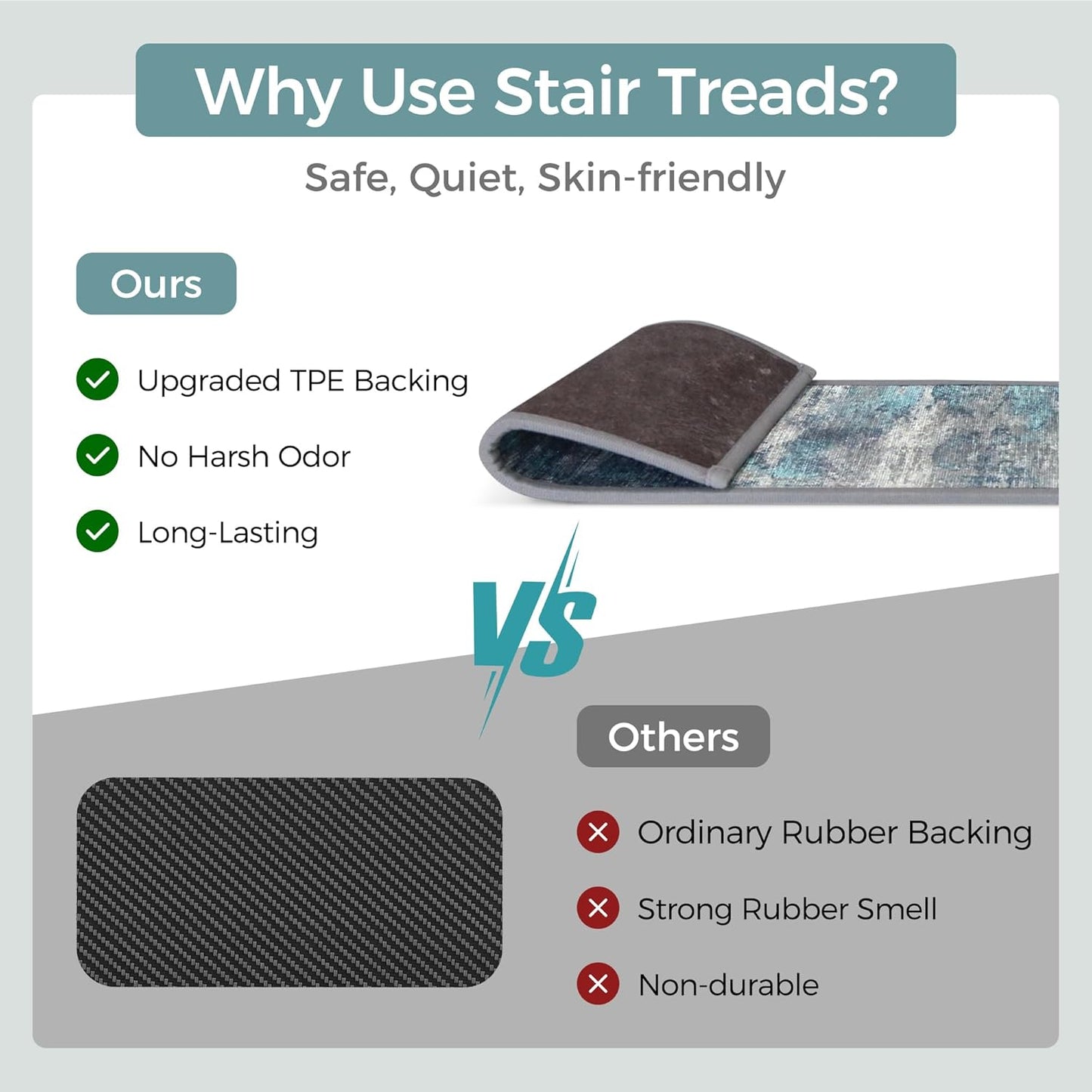 sarben Non Slip Stair Treads for Wooden Steps 15PCS - 8"x30" Indoor Safety Carpet, Edging Mats with TPE Adhesive Backing, Pet and Elderly Friendly Stair Rugs (Taupe) - Colors A