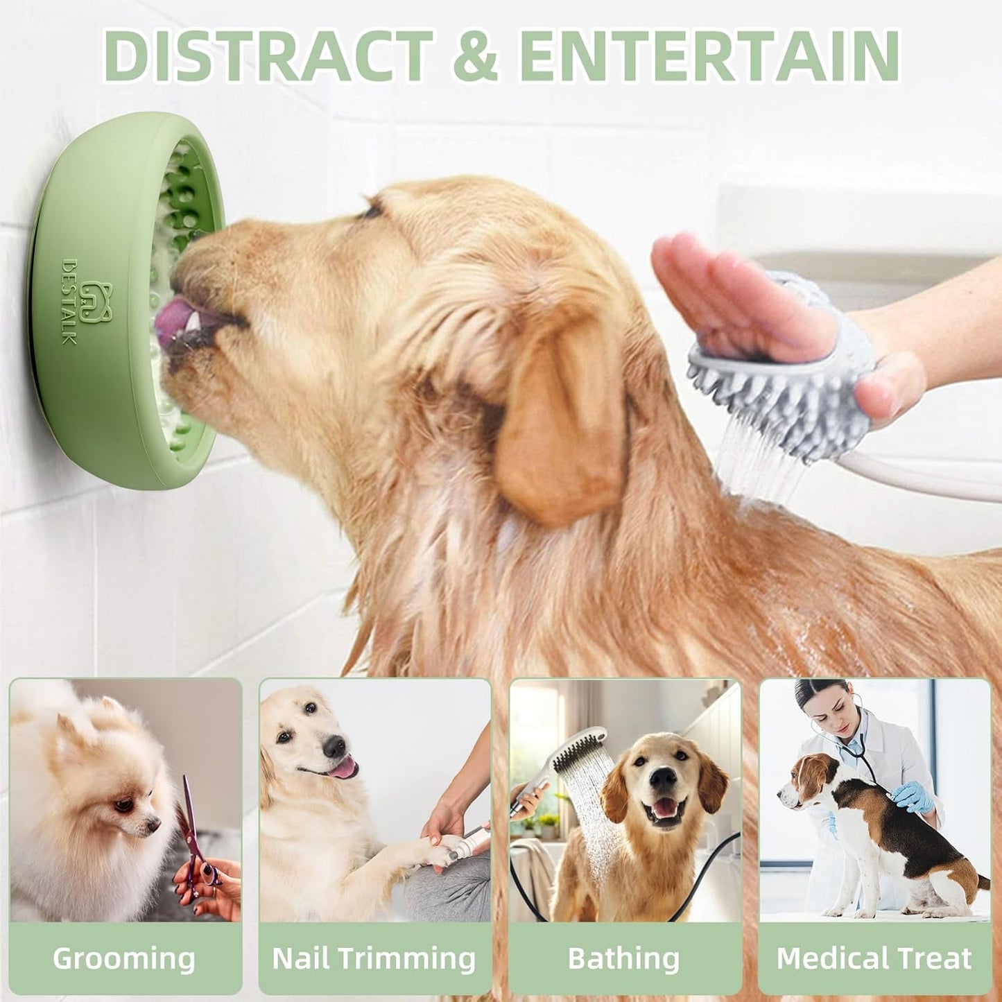 Dog Lick Bowl, Bestalk Anxiety Relief Lick Mat for Dogs, Non-Slip Freeze Licking Bowl Enrichment Puzzle Feeder for Distraction, BPA Free Silicone, Dishwasher Safe(Purple,L)