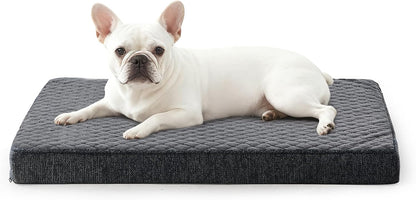 JOEJOY XL Dog Beds Large Sized Dog, Orthopedic Big Dogs Crate Bed with Washable Removable Cover, Extra Thick Egg-Crate Memory Foam Pet Beds up to 80 lbs, Grey, 41"x27"