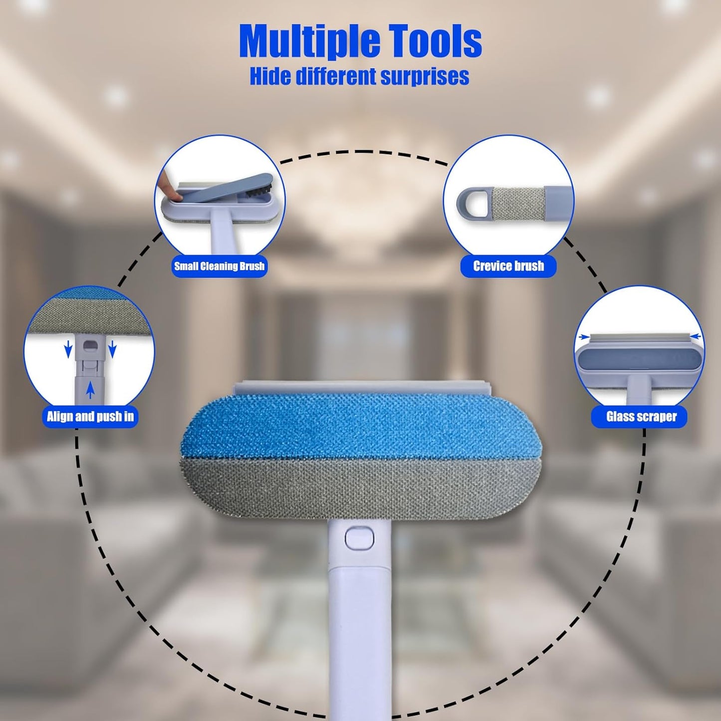 Pet Hair Remover for Furniture,Effective Lint Brush for Dog and Cat Hair,Reusable Washable Dog and Cat Hair Lint Removal Brush, 4 in 1 Multifunctional Pet Hair Removal Broom