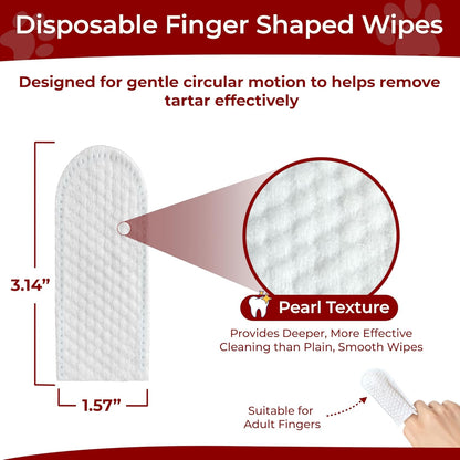 Pets & Pupps Dog Teeth Cleaning Wipes, Cats & Dogs Tooth Brushing Kit to Remove Plaque & Tartar Buildup, Dog Toothbrush and Toothpaste Alternative for Dog Breath Freshener & Dental Care - 50 Count