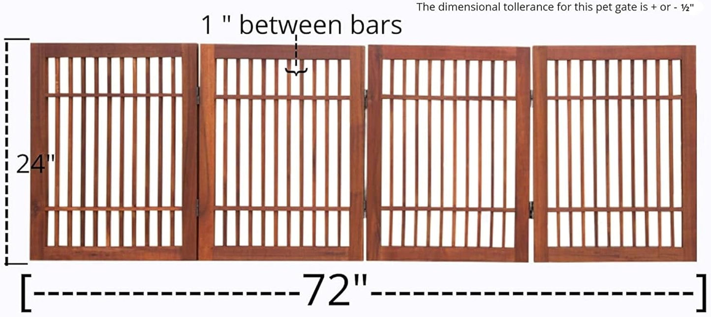 Urnporium Freestanding Wooden Dog Gate for Doorways – Foldable Acacia Wood Pet Gate, No Drill Portable Indoor/Outdoor Puppy Fence Barrier (White Pet Gate, 3 Panel 24" Tall)