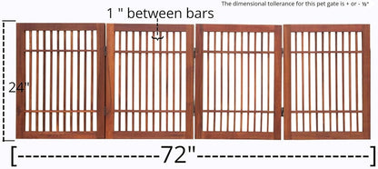 Urnporium Freestanding Wooden Dog Gate for Doorways – Foldable Acacia Wood Pet Gate, No Drill Portable Indoor/Outdoor Puppy Fence Barrier (White Pet Gate, 3 Panel 24" Tall)