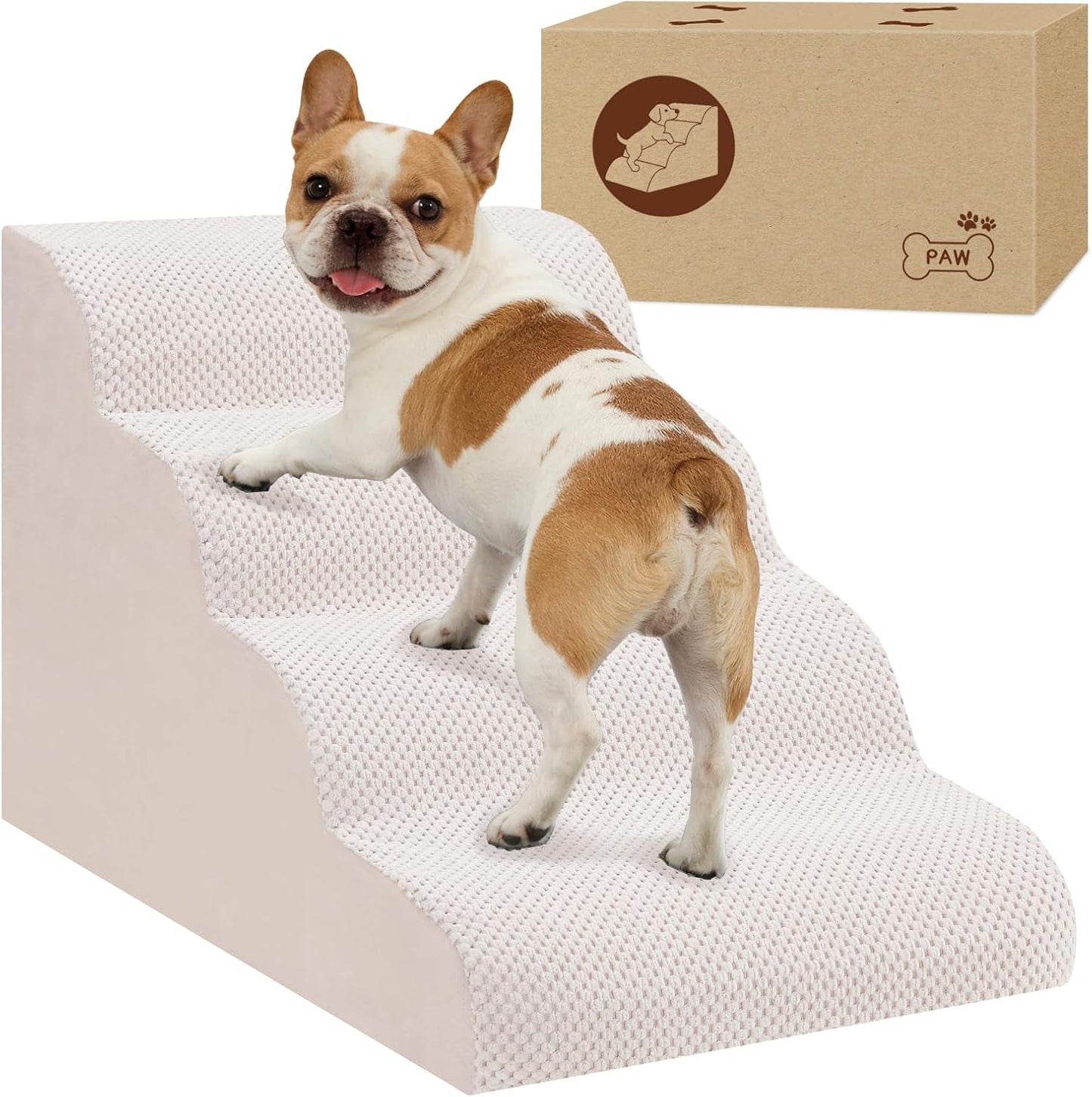 Dog Stairs for Small Dogs, 2-Step Dog Steps for Couch Sofa and Chairs, High-Density Foam Pet Steps Ramp with Removable Washable Cover for Older Injured Puppy Dogs and Cats, 11.81" H, Grey