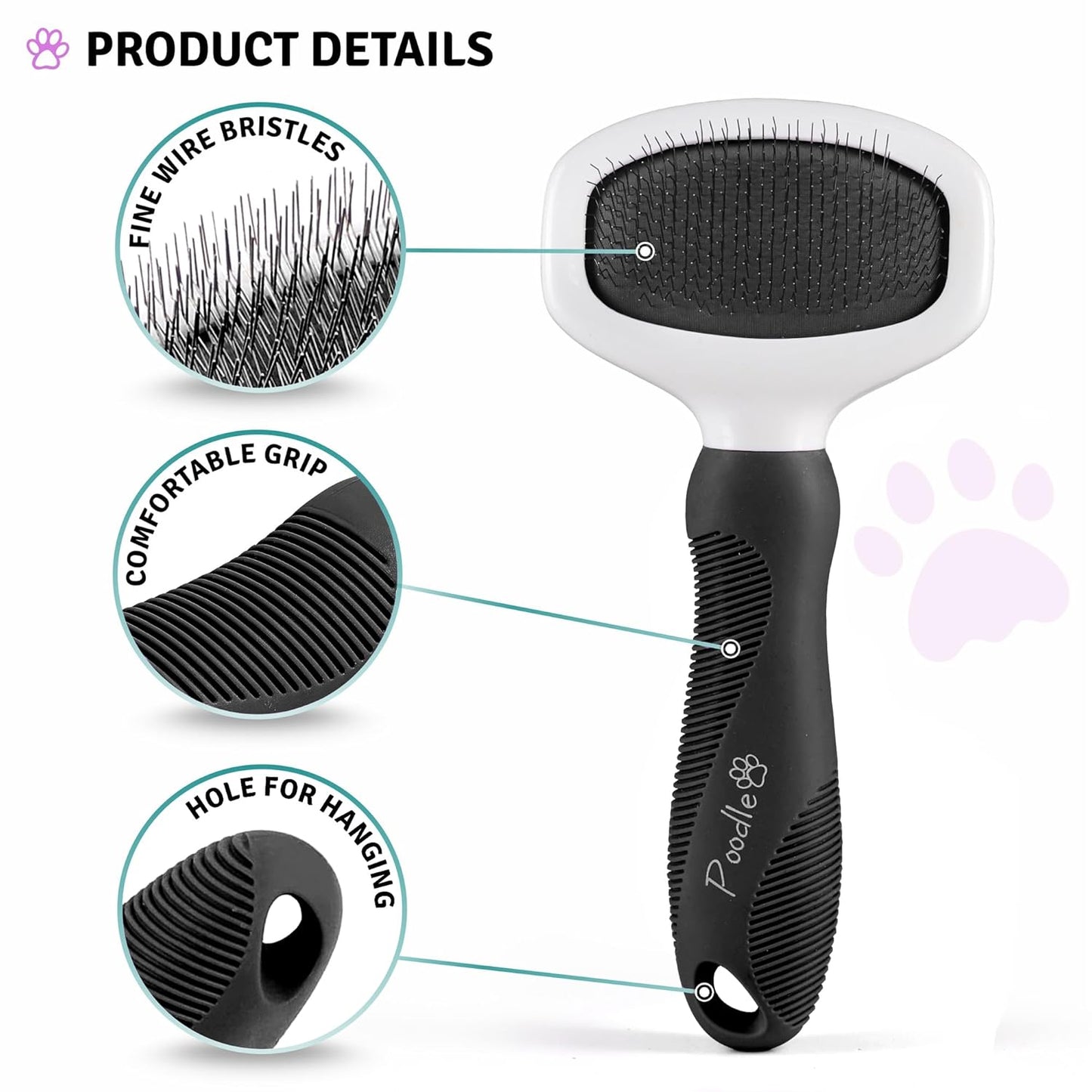 Poodle Pet Slicker Brush - For Dogs, Cats, Rabbits - Matted/Loose Fur, Knots - Suitable for Doodle/Goldendoodle Grooming and Shredding Short/Long Hair