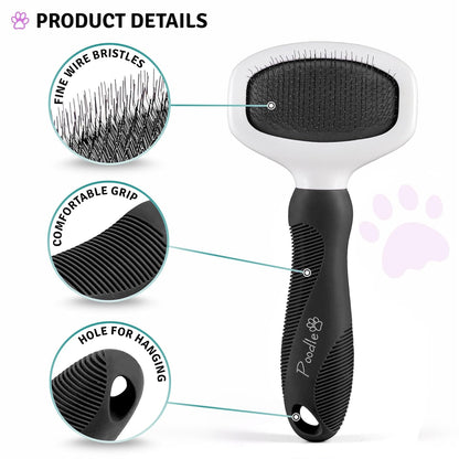 Poodle Pet Slicker Brush - For Dogs, Cats, Rabbits - Matted/Loose Fur, Knots - Suitable for Doodle/Goldendoodle Grooming and Shredding Short/Long Hair