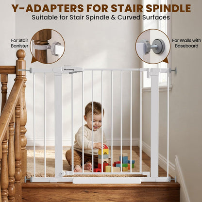 Baby Gate for Stairs, 29.7-40.6" Auto Close Dog Gate Indoor for Doorways, Dual-Lock Design, Adjustable Pet Gate No Drilling with Walk Thru Door for Hallways, Stroller Friendly, Black