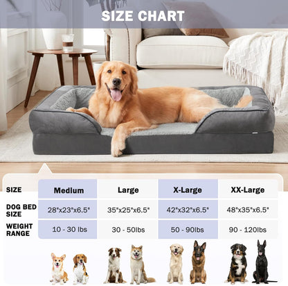 INVENHO Orthopedic Dog Beds Large Sized, XL Washable Dog Sofa with Egg-Crate Foam, Waterproof Lining and Non-Skid Bottom