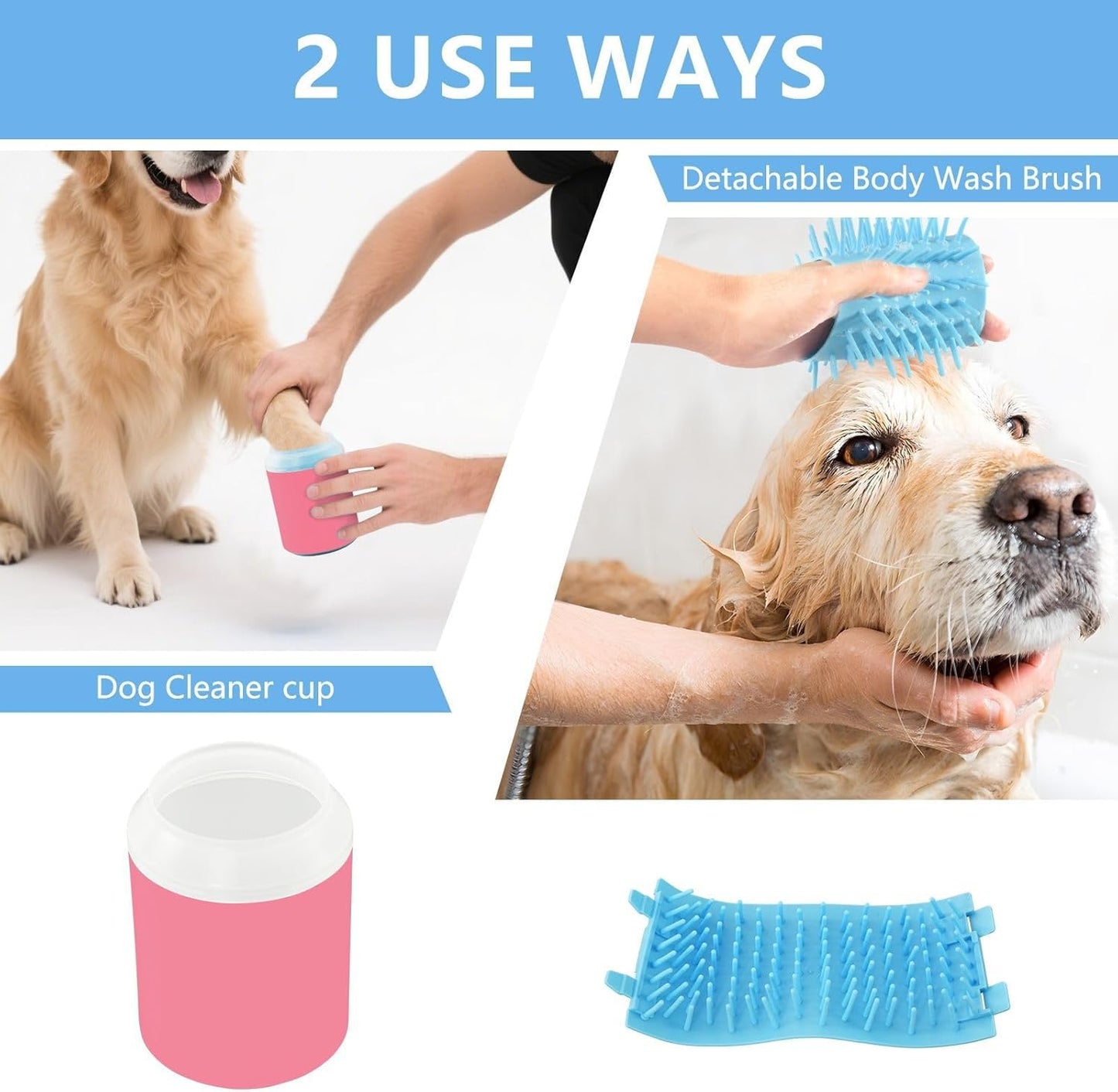 ODAWA Dog Paw Cleaner Cup Royal Blue Muddy Paw Cleaner with Soft Bristle