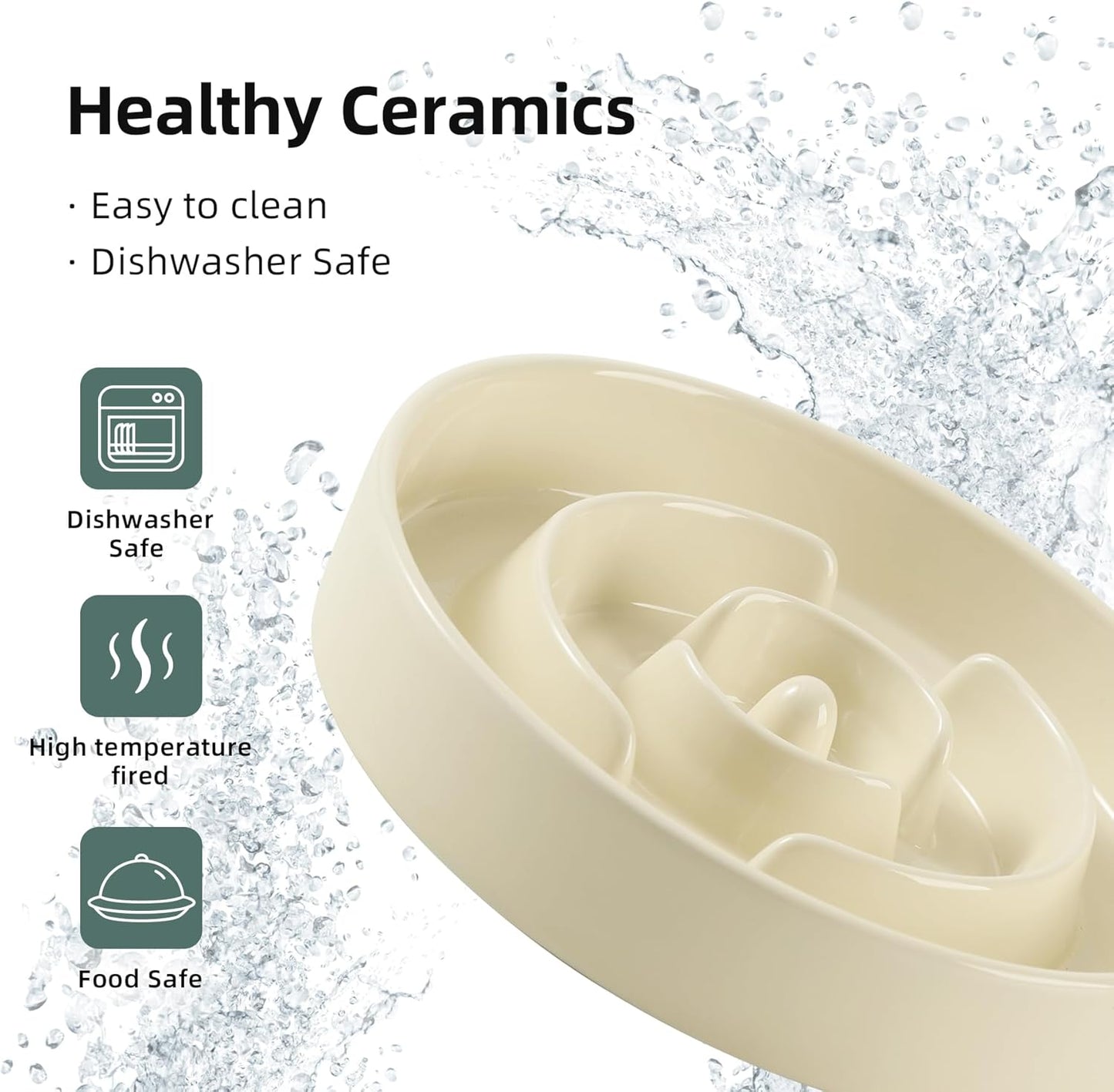 Havniva Ceramic Slow Feeder Dog Bowls, 1.6 Cups Dog Bowl Slow Feeding for Medium Breed, 8.2inch Puzzle Dog Food Bowl Slow Feeder Non-Slip Anti-Gulping and Anti-Choking Reduces Bloating