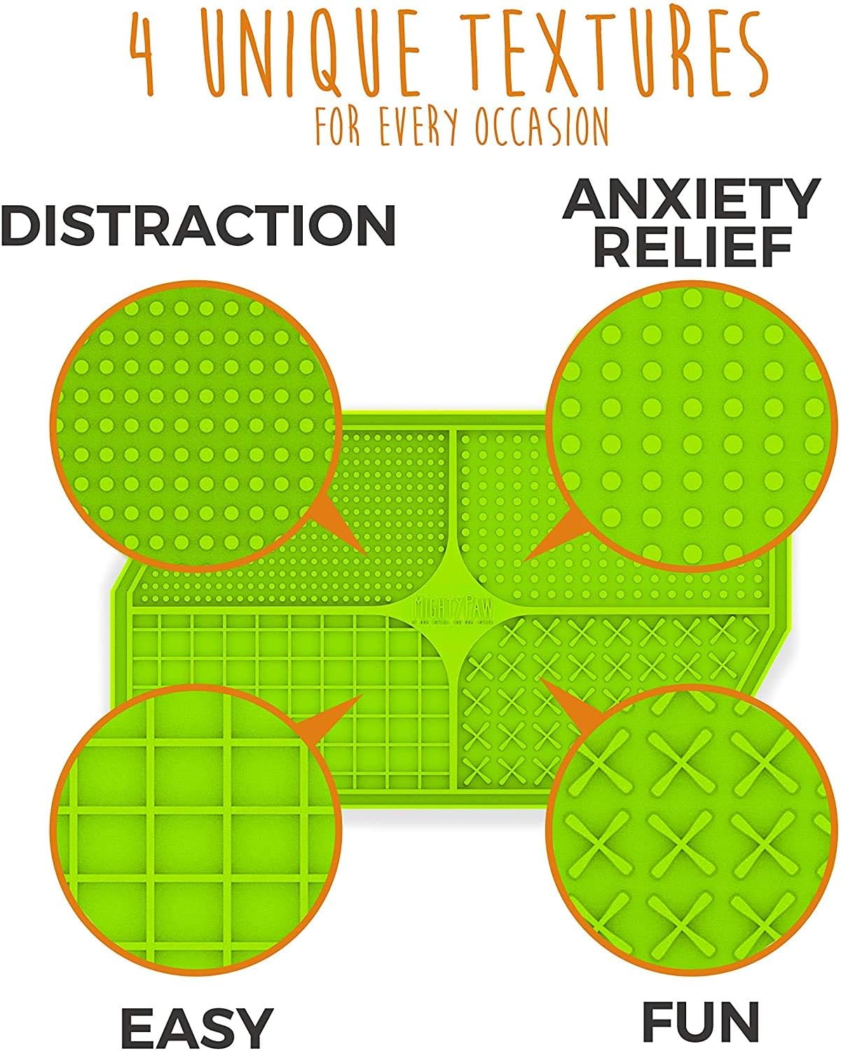 Mighty Paw Interactive Dog Lick Pad | Anxiety Relief, Dishwasher Safe, 4 Textures. Great for Dental Health. Dog Enrichment Toys for Medium Dogs, Lick Mat for Dogs Large Breed