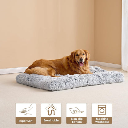 EHEYCIGA Fluffy Dog Crate Bed for Medium Dogs, Plush Faux Fur Crate Pad, Calming Anti Anxiety Medium Dog Bed, Washable Soft Warm Crate Mat with Non-Slip Bottom
