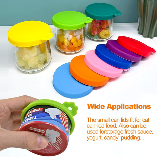 Yobbai Small Cat Food Can Lids for 3 oz & 2.5 oz, Food-Grade Silicone Pet Food Covers, BPA-Free, Dishwasher Safe, 3 Pack