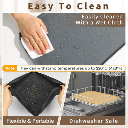 Smilool Silicone Pet Food Mat with Raised Edge for Food and Water Bowl, Dog Feeding Mats, Cat Food Trays for Floor Waterproof, Rubber Tray for Dogs and Cats, 19 x 12 x 0.7 Dark Brown