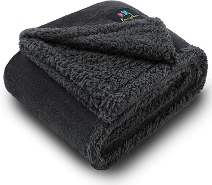 Luciphia Waterproof Bed Blanket Washable,Soft Sherpa Fleece Puppy Reversible Throw Blankets for Small Dog Cat,Furniture Cover Protector Couch Bed from Liquid Pee and Pet Fur, Light Grey, 40" x 28"