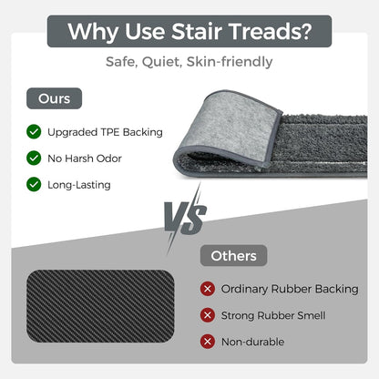 sarben Non Slip Stair Treads for Wooden Steps 15PCS - 8"x30" Indoor Safety Carpet, Edging Mats with TPE Adhesive Backing, Pet and Elderly Friendly Stair Rugs (Taupe) - Colors A