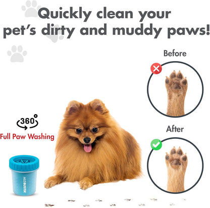 Dexas MudBuster Medium Dog Paw Cleaner in Fuchsia - Fits 1.5"-2.5" Wide Paws, Portable Paw Washer for Muddy Paws, Dog Paw Cleaning Cup with Gentle Silicone Bristles, Quick Clean Pet Paw Washer