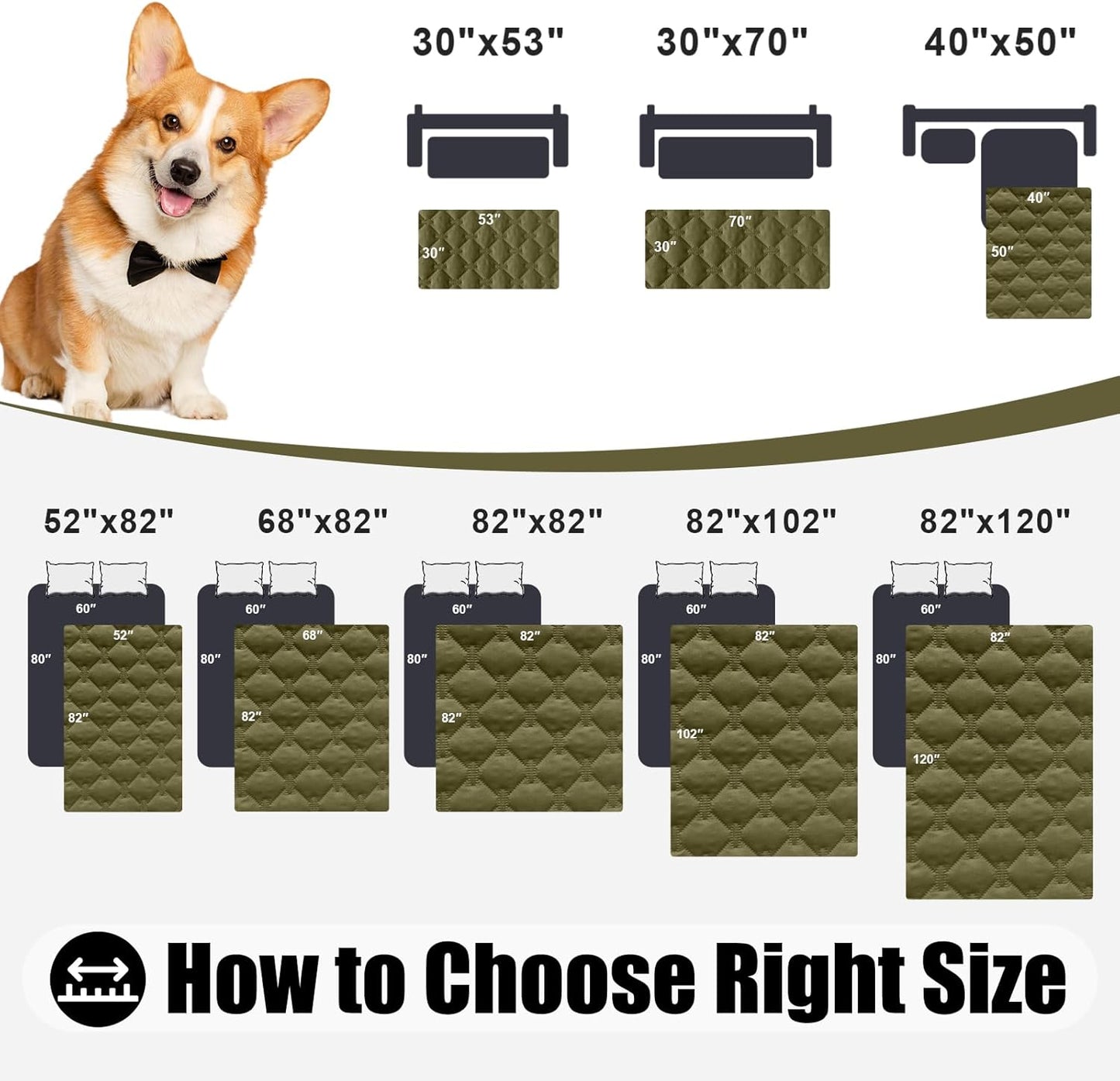 Smiry Waterproof Dog Bed Cover Blanket 30x70, Soft Reversible Pet Blanket, Washable Leakproof Cats Dogs Couch Cover for Sofa, Couch, Furniture, Grey/Dark Grey