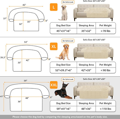 Calming Dog Bed Fluffy Plush Dog Mat for Furniture Protector with Removable Washable Cover for Large Medium Small Dogs and Cats (Large, Light Grey)