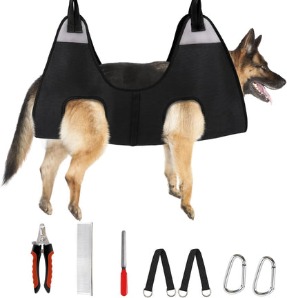 Supet Dog Grooming Hammock Harness for Dogs Cats, Relaxation Pet Nail Clipper Hammock, Restraint Dog & Small Animal Leashes Sling for Groomingk for Nail Trimming (Coral Blue, S)