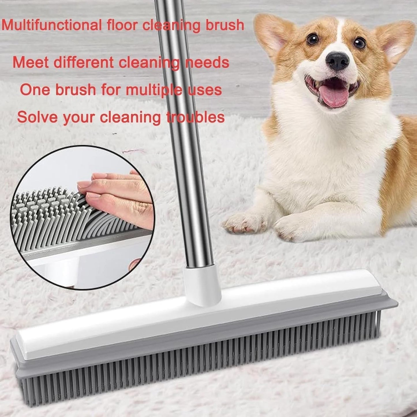 Broomwiz Pet Hair Removal, Broomwiz Carpet Scrubber, Petibo Pet Broom, Multifunctional Rubber Cat and Dog Hair Brooms (1 Pcs)