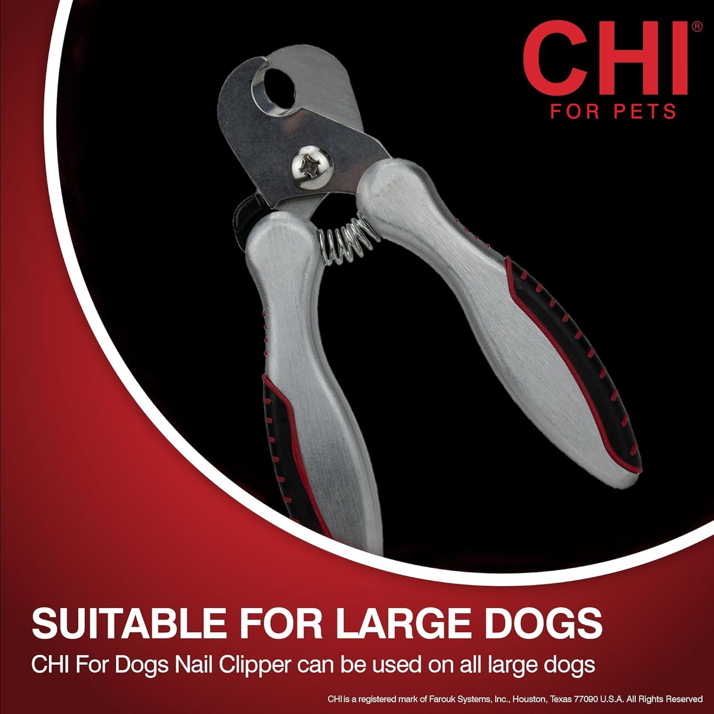 CHI for Dogs Nail Clipper for Large Breeds - Stainless Steel Dog Nail Trimmer with Safety Guard and Non-Slip Ergonomic Handle for Controlled Trimming of Thick Nails, Standard Nail Clipper, Large
