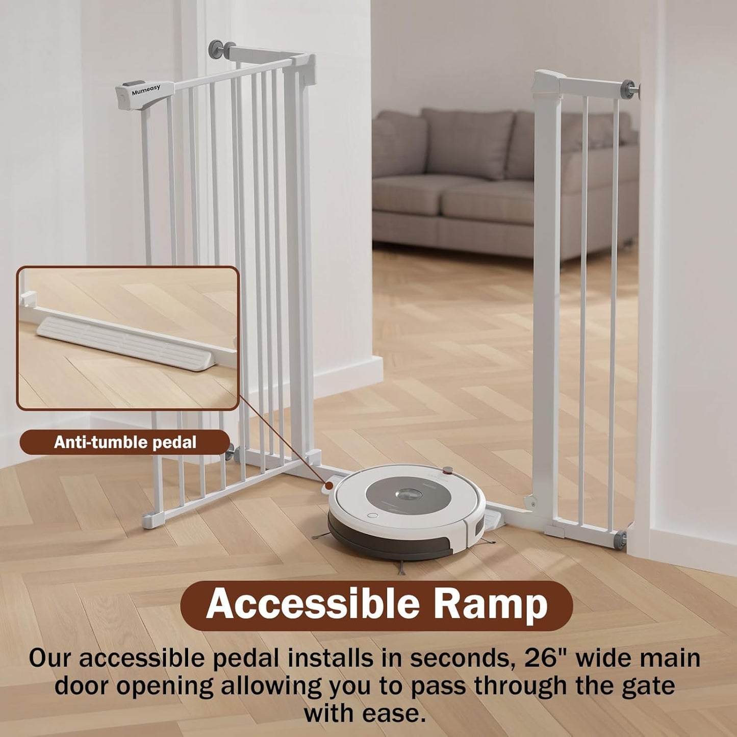 Baby Gate for Stairs, 29.7-40.6" Auto Close Dog Gate Indoor for Doorways, Dual-Lock Design, Adjustable Pet Gate No Drilling with Walk Thru Door for Hallways, Stroller Friendly, Black
