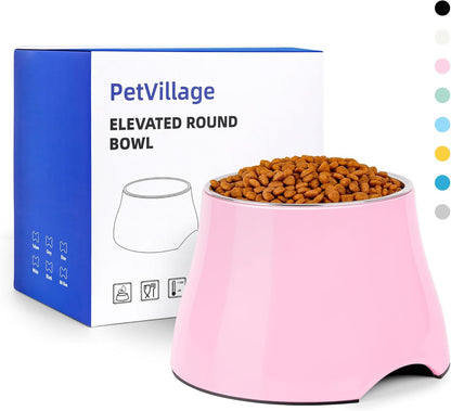 Dog Bowls,Cone Friendly Non Slip Single Dog Bowl with Stainless Steel Inner, Raised Bowls for Small Dogs Spaniel Dogs Long Ear, High Capacity, M/2 Cup Pink