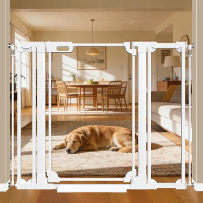 WAOWAO Clear Baby Gate for Stairs Modern Design Acrylic Auto Close Pet Gate, 29.52-37.79" Wide Safety Baby Gate for Doorways,White Clear Dog Gates Indoor, Hallways,Kitchen