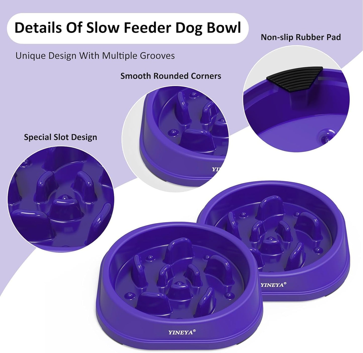 YINEYA Slow Feeder Dog Bowls, Pet Supplies that Slow Down Eating, Pet Food Bowls, Maze Dog Puzzle Feeder for Medium Breed