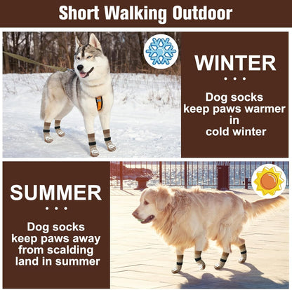 BEAUTYZOO Anti-Slip Dog Socks,Dog Shoes for Hot/Cold Pavement,Paw Protectors with Grips 3 Pairs for Puppy Small Medium Large Senior Old Dogs,Dog Socks to Prevent Licking and Hardwood Floor Protection