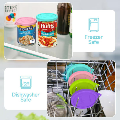 4PCS 3-inch Silicone Can Lids for Goya | Van Camp's | Chef Boyardee | Bush's Best | Farmer's Market Can, Tight Seal Cover for Canned Good, Can Toppers, Reusable Food Saver Lid (Can NOT Included)