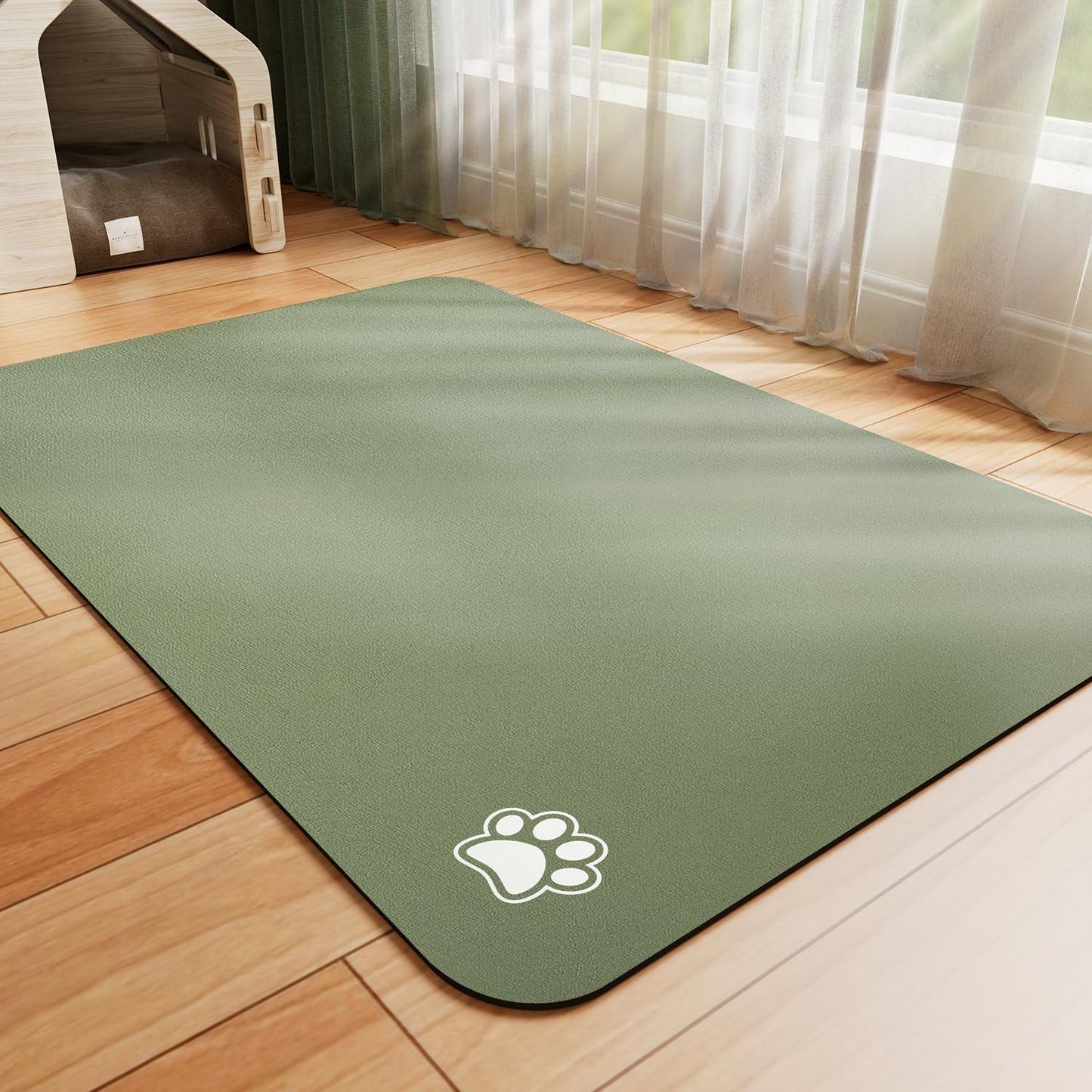 HotLive Dog Food Mat - Absorbent Cat Mat for Food and Water, No Stains Pet Feeding Bowl Mat, Easy to Clean Pet Placemats, Quick Dry Dog Water Dispenser Mat for Messy Drinkers | Paw Dark Grey 12"x 19"