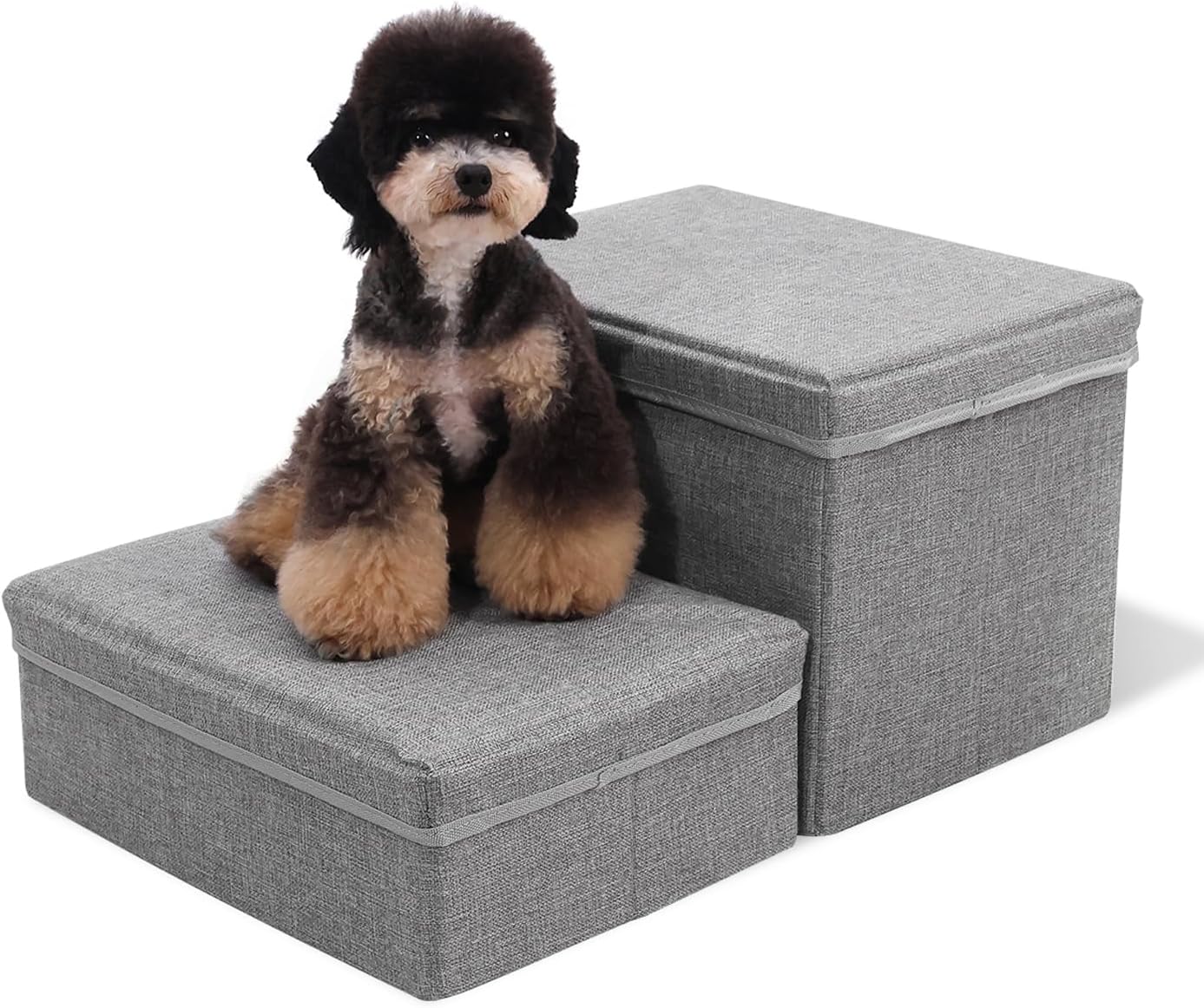 Foldable Dog Stairs/Steps 2-Tier Pet Steps Storage and Adjustable Steps for Small Medium Dogs Pet Steps Storage Stepper for High Beds Sofa Pet Dog Cat