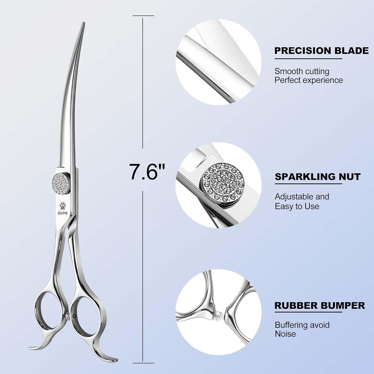 GLADOG Professional 5 in 1 Dog Grooming Scissors Set with Safety Round Tips, Sharp and Heavy-duty Pet Grooming Shears for Cats