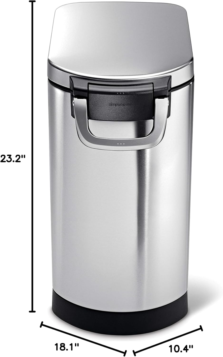 simplehuman Large Pet Food Storage Container, Holds 30-35 lb / 14-16 kg of Dry Dog Food, Cat Food, or Bird Seed, Airtight Lock-Tight Lid with Magnetic Scoop, BPA-Free, Brushed Stainless Steel
