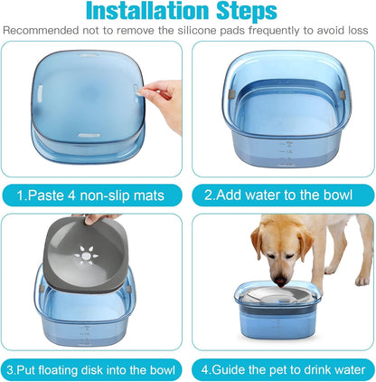 UPSKY 70oz Dog Water Bowl 2L No Spill Dog Bowls Large Capacity Spill Proof Slow Water Feeder, No Splash Pet Water Dispenser Vehicle Carried Travel Slow Drinking Bowl for Messy Drinkers